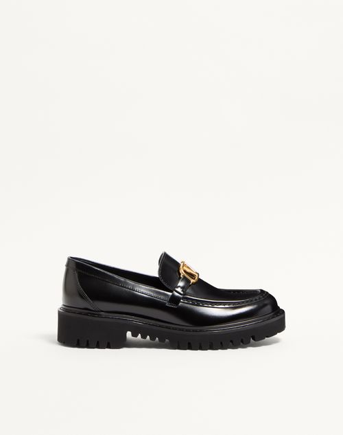 Valentino Garavani - Vlogo Signature Calfskin Loafer - Black - Woman - Loafers
